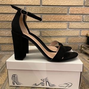 A New Day Ema Heel Sandal- Black Suede- New! Size 11